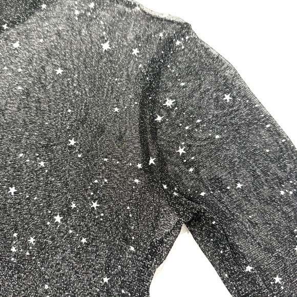 Mangopop Celestial Black Sheer Top Stars Whimsigoth Metallic Festival Rave Sm - Picture 7 of 11